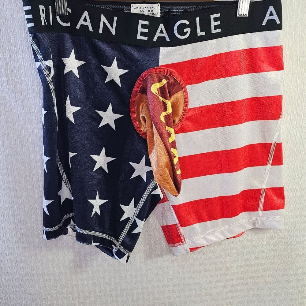 American Eagle Mens Stars Stripes Hotdog costume Boxer Briefs size Large New